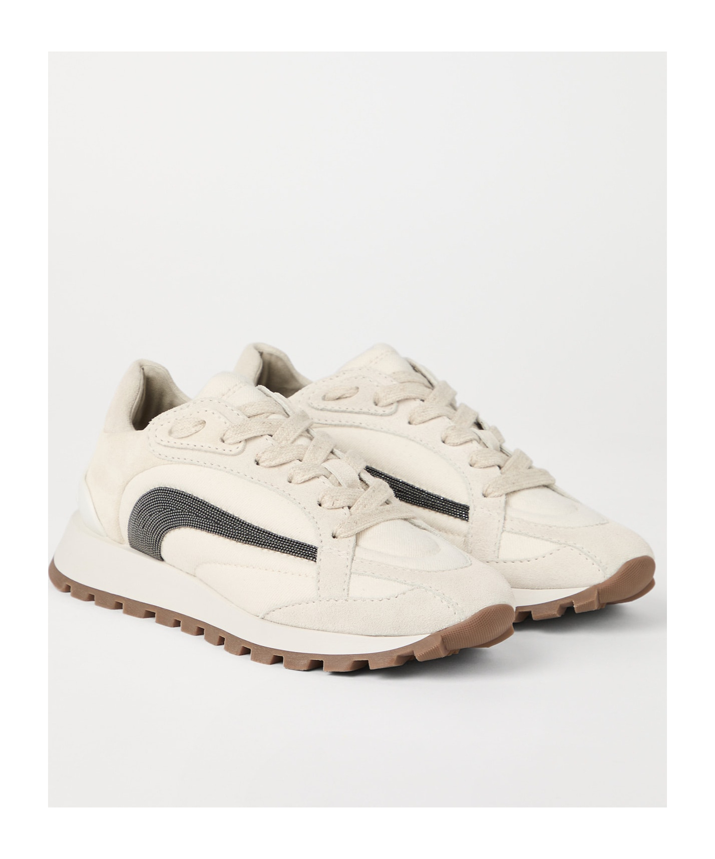 Brunello Cucinelli Beige Monile Sneakers In White