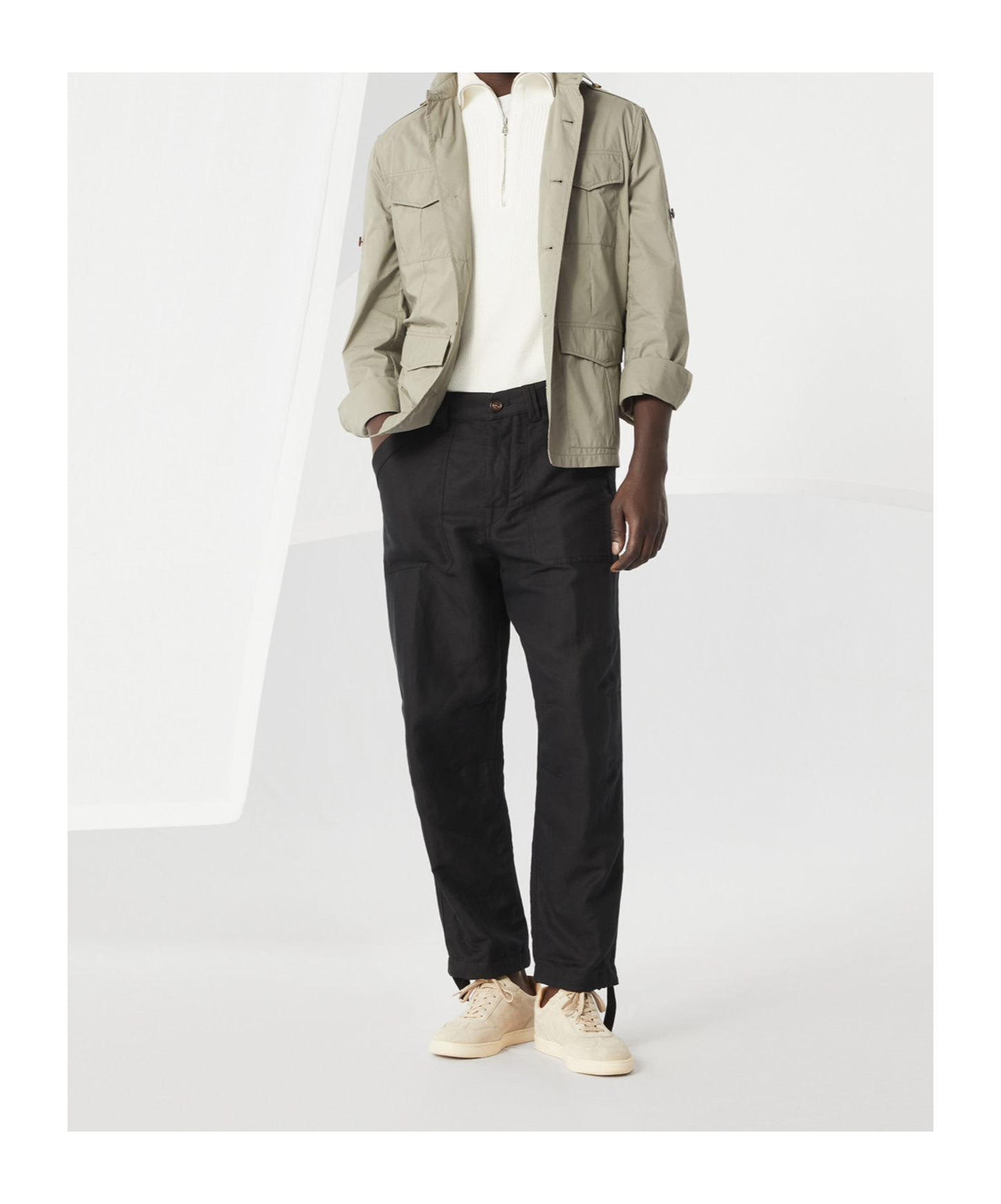 Brunello Cucinelli Waterproof Beige Techno Cotton Jacket In Nude