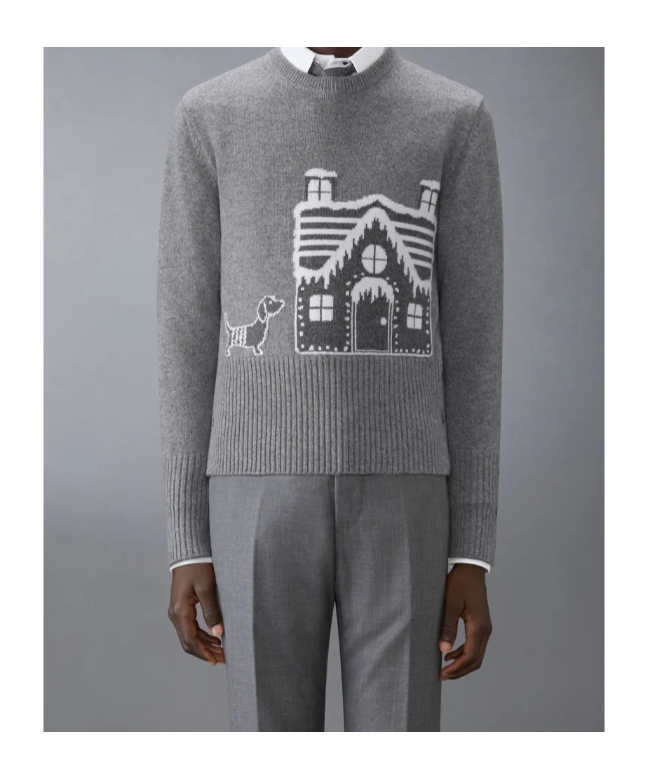 Thom Browne Patterned-jacquard Wool Jumper In Light Gray
