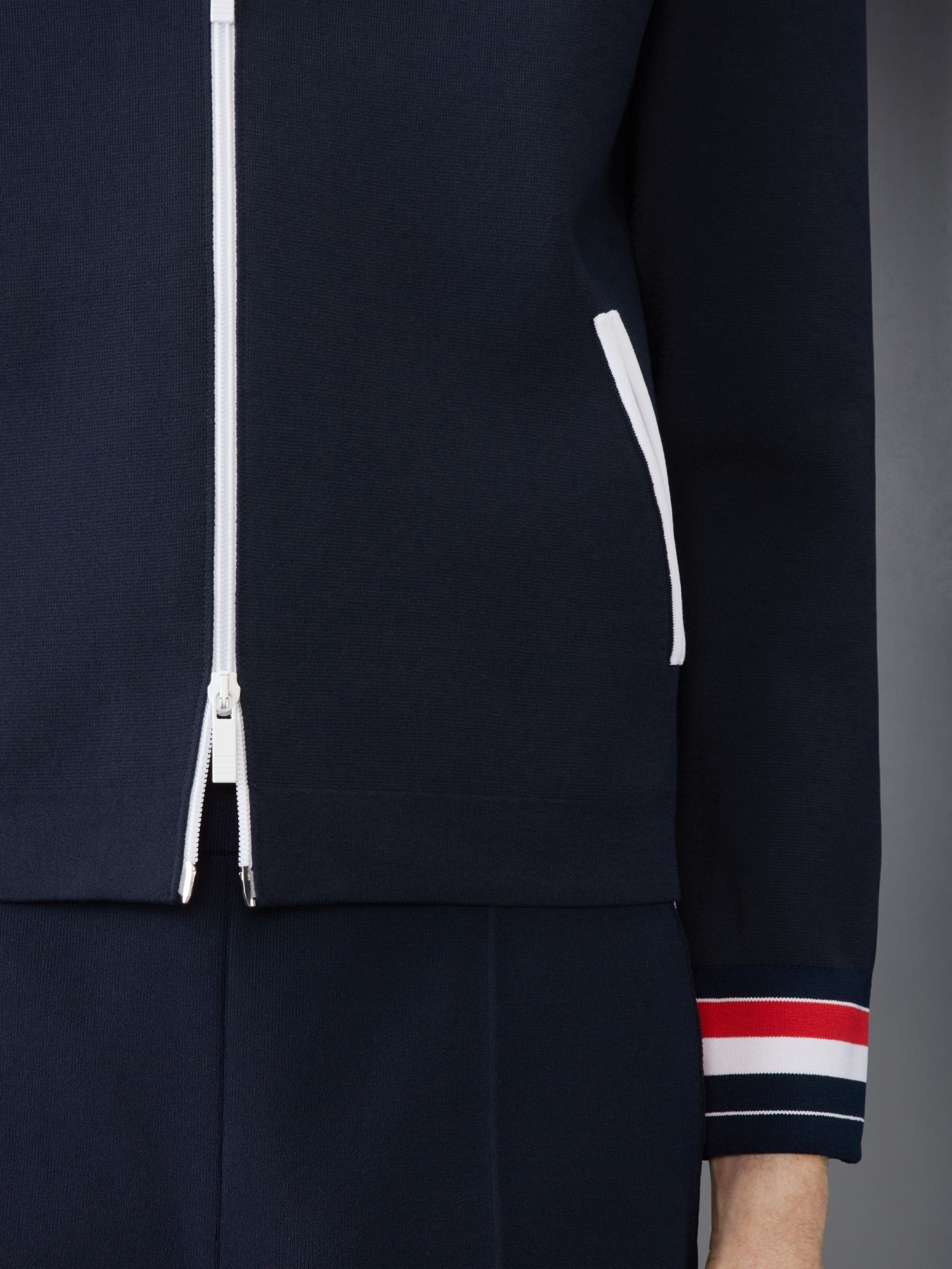 Shop Thom Browne Rwb-stripe Bomber Jacket In Blue