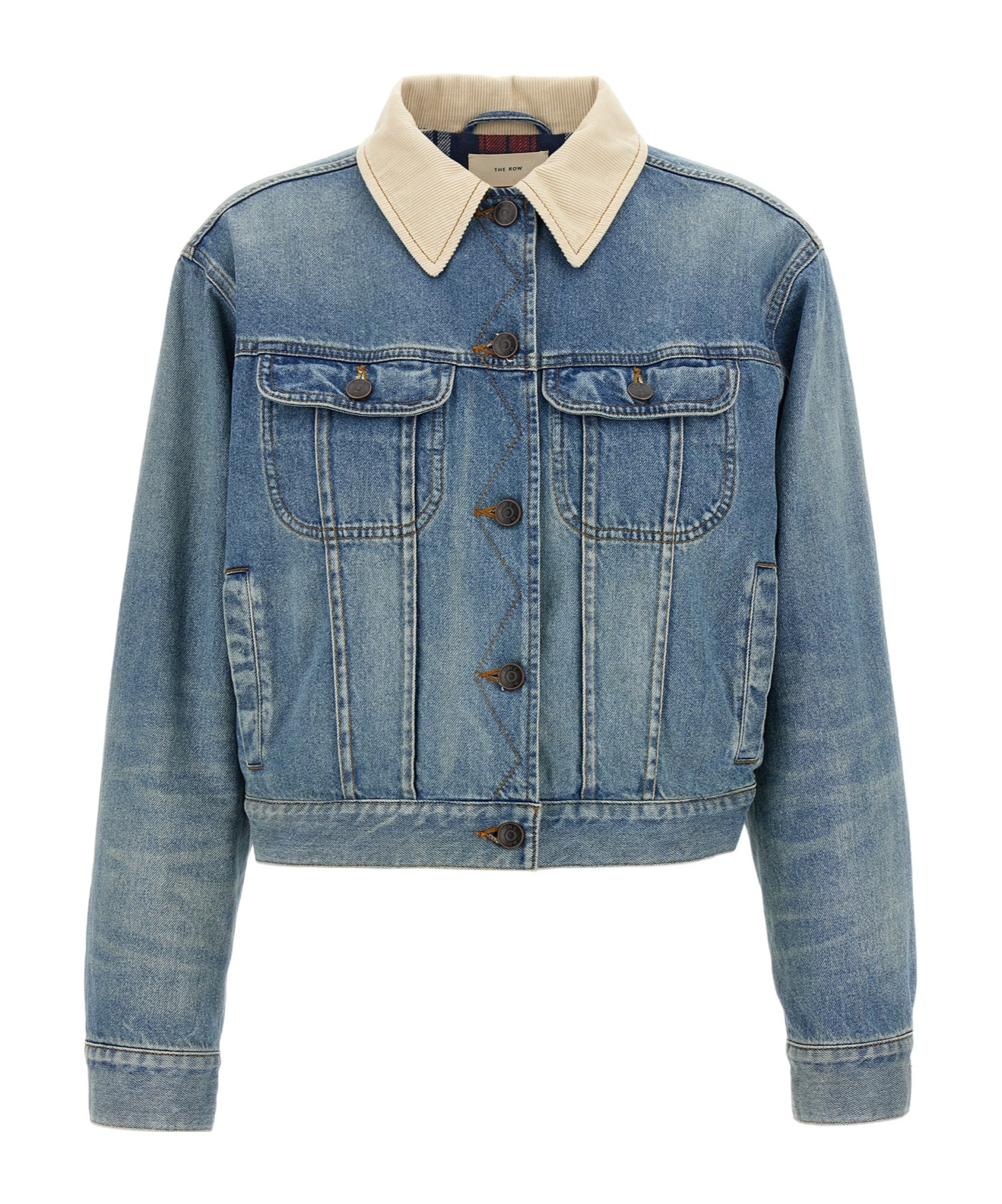 The Row Collared Jacket With Chest Pockets And Long Sleeves In Blue