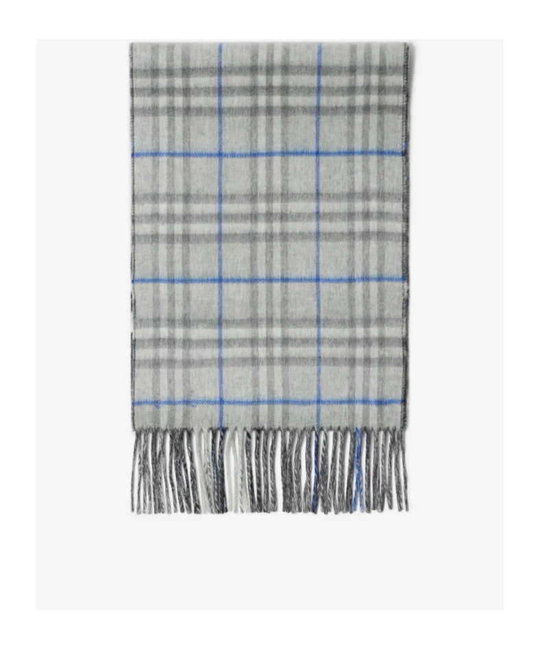 Burberry Vintage Check Reversible Cashmere Scarf In Gray