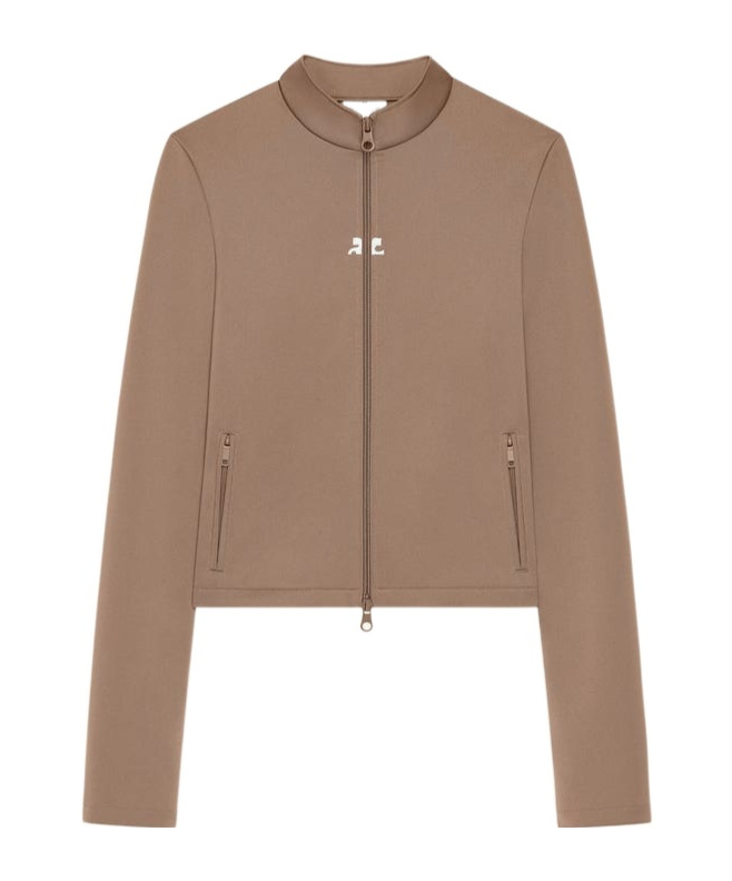 Courrèges Zip-up Cropped Jacket In Brown