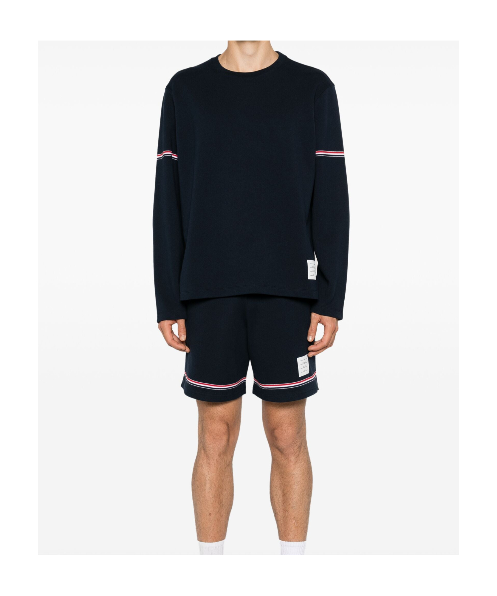 Shop Thom Browne Rwb Stripe Cotton T-shirt In Black