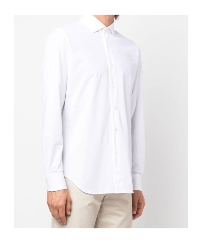 Xacus Spread-collar Cotton Shirt In White