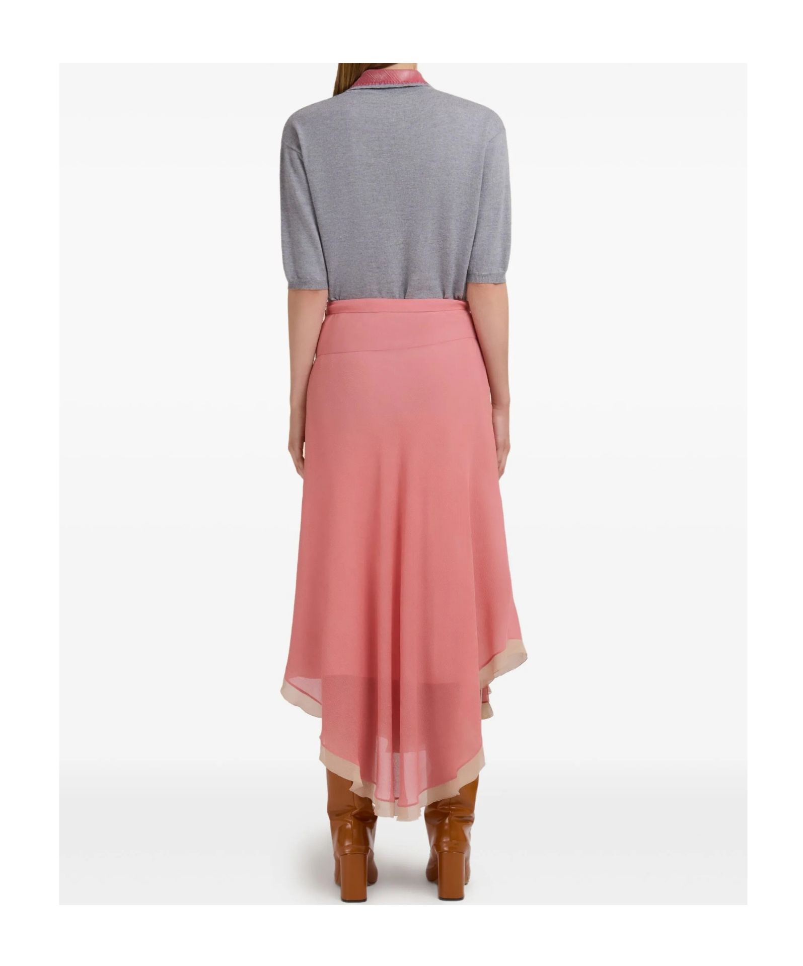 Marni Creponne Silk Peplum Midi Skirt Clothing In Pink