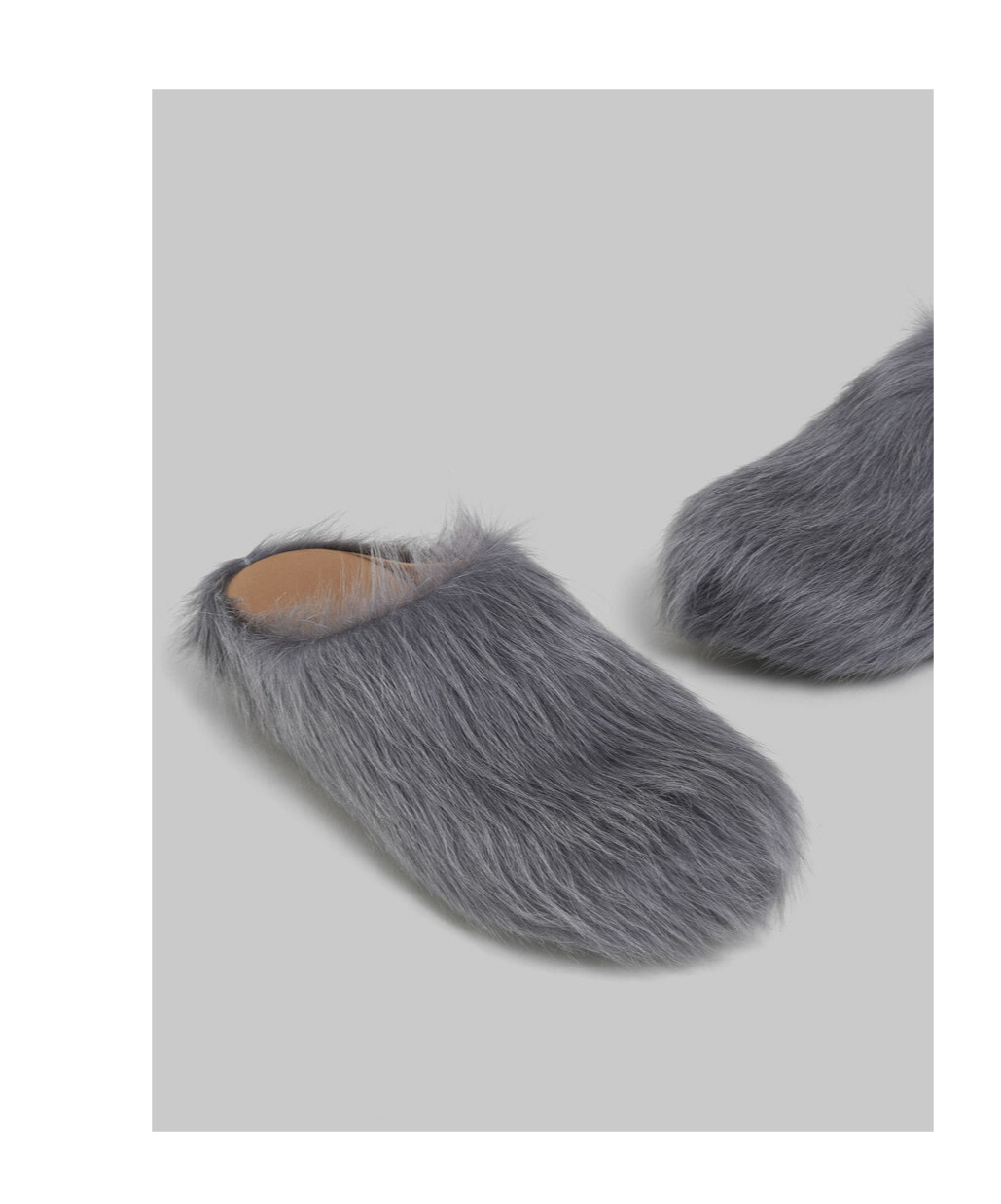 Marni Fussbet Sabot Calf-hair Slippers In Gray