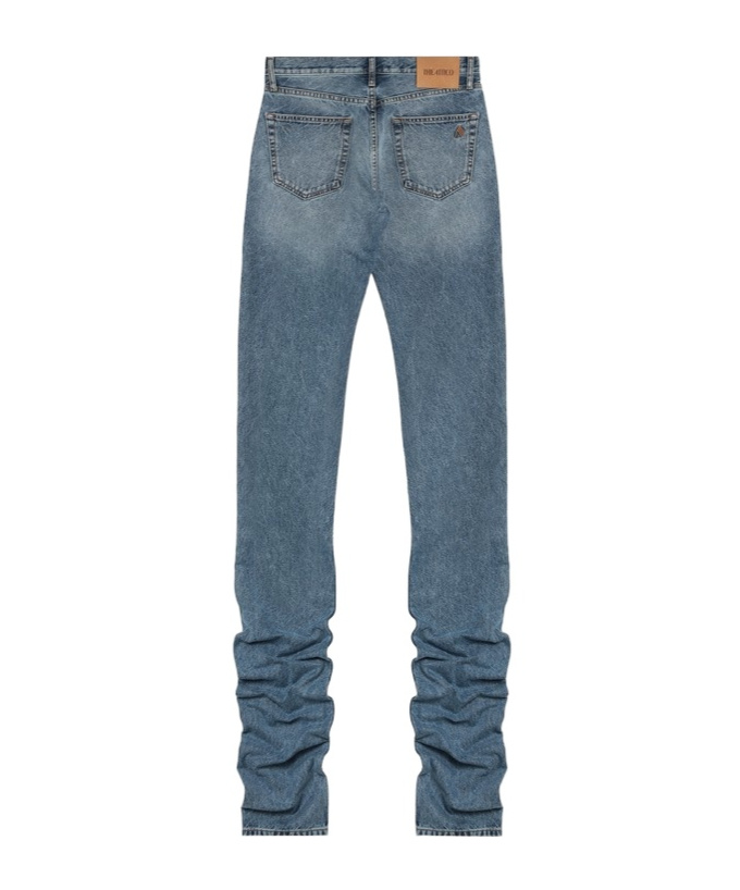 Attico Sky Blue Jeans With Long Leg Curled At The Hem In Blue