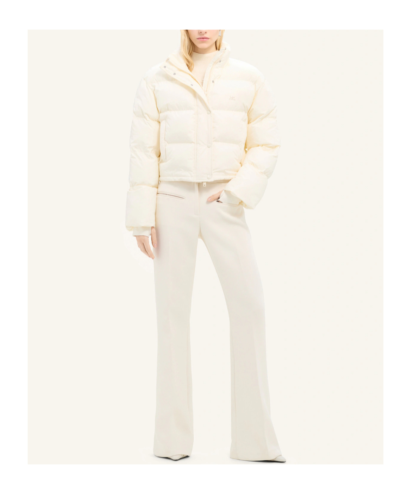 Shop Courrèges Logo-embroidered Cropped Puffer Jacket In White