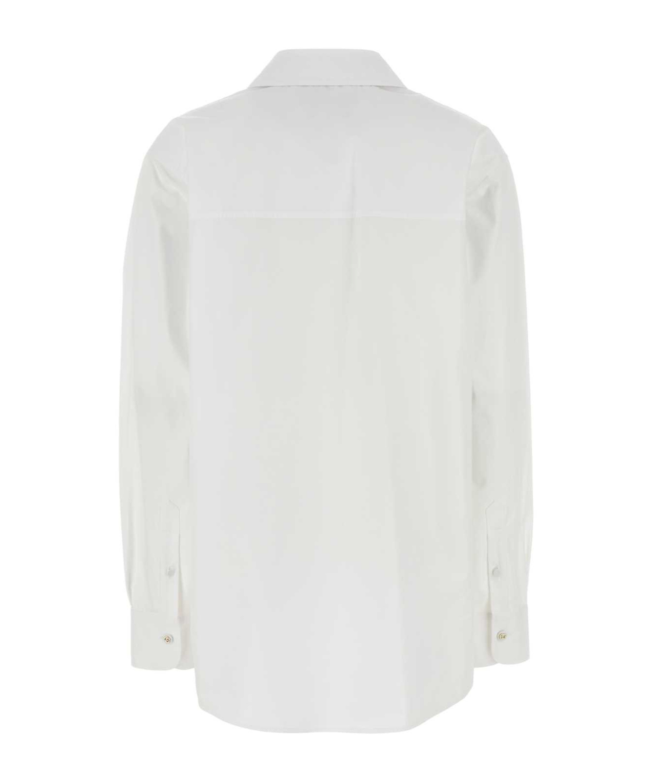 Gucci Oversize Shirt With Collared Neck And Textured Panel In White