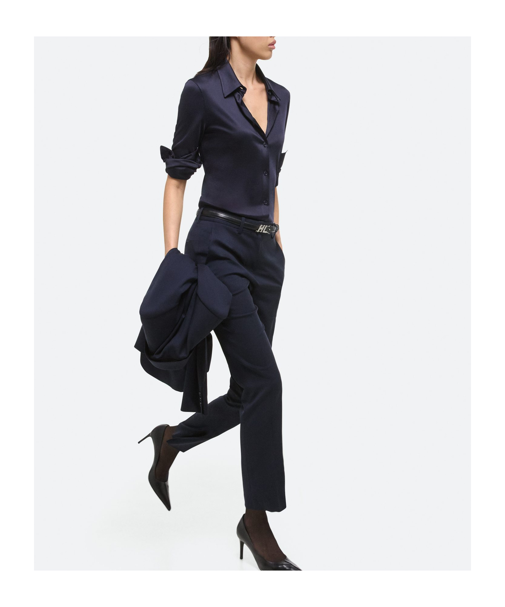 Helmut Lang Pure Wool Trousers In Navy