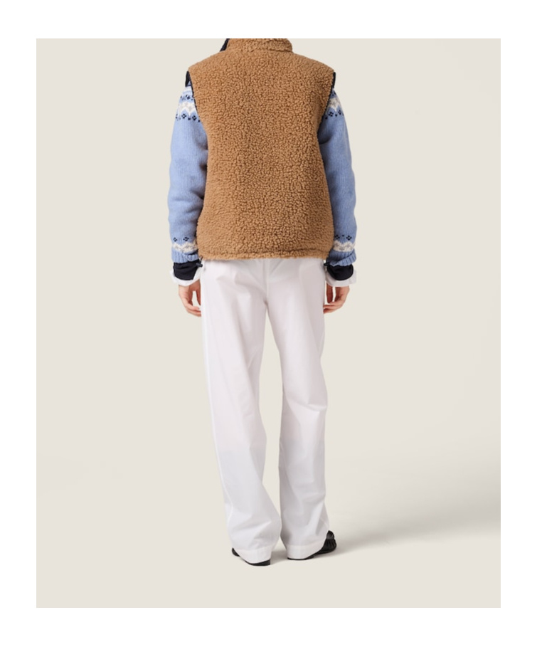 Miu Miu Teddy Down Vest With Technical Pongé In Brown