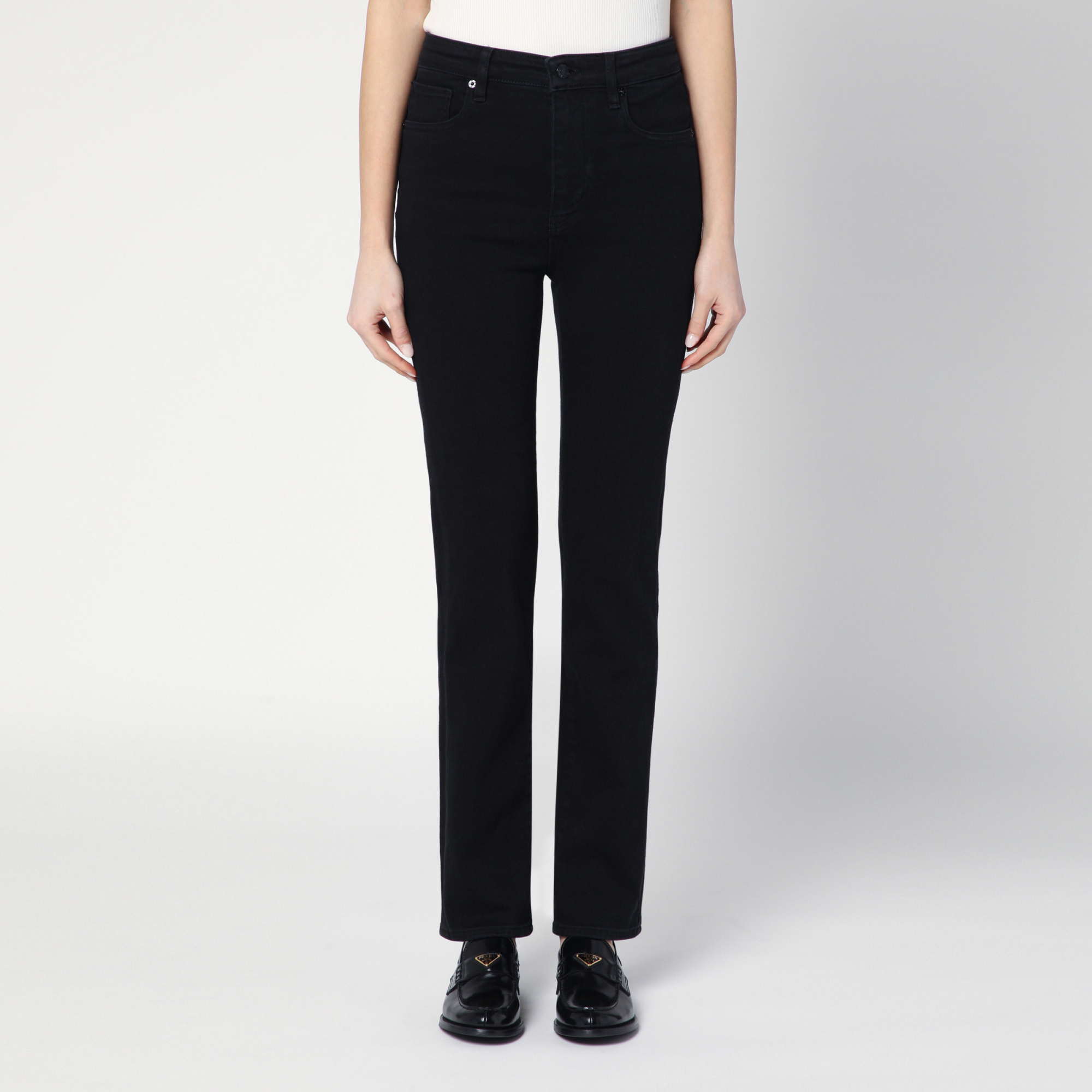 Frame Denim Trousers With Belt Loops In Black