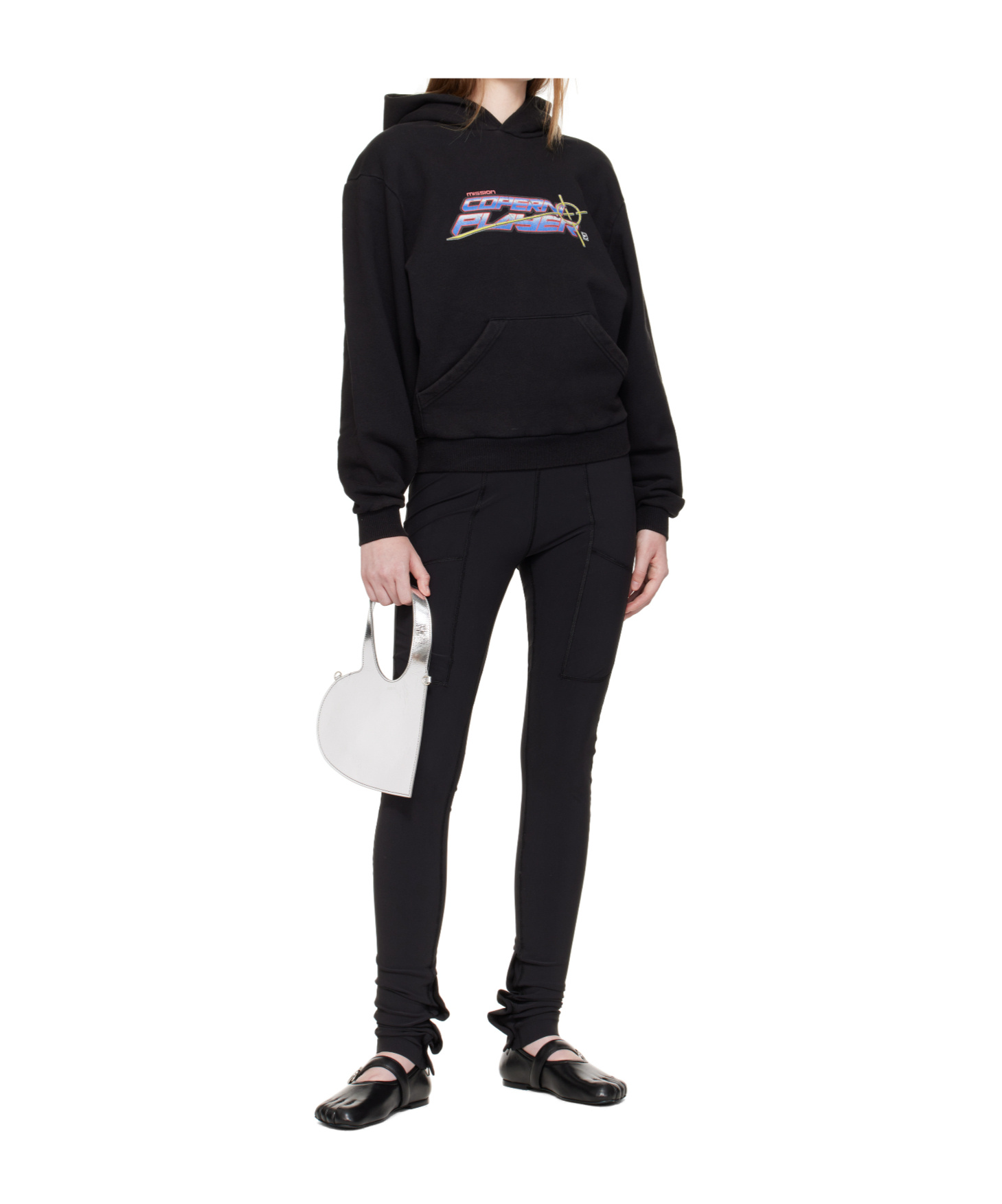 Coperni Graphic Print Hooded Cotton Sweatshirt In Black