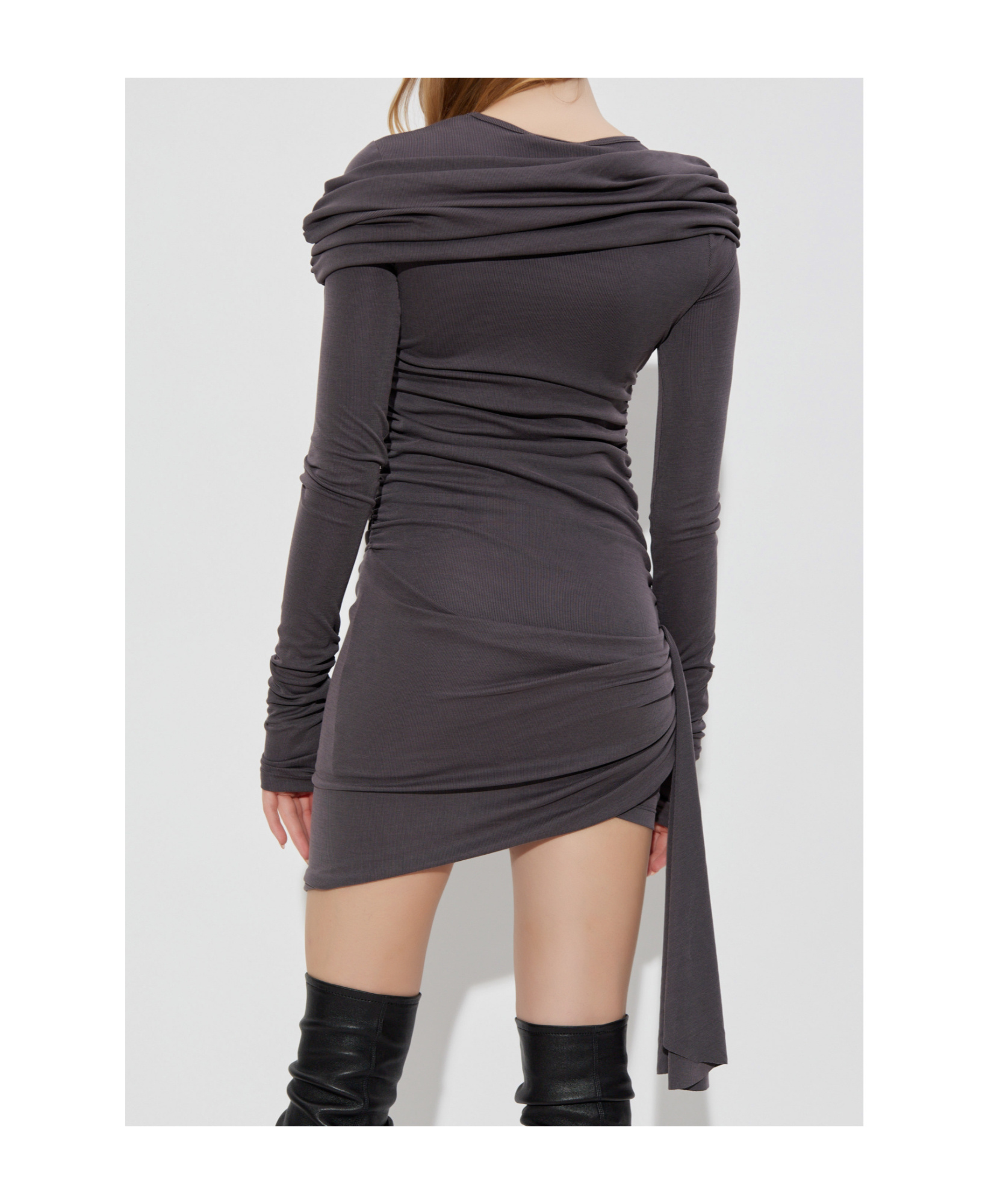 Misbhv Pendulous Ruffle Dress In Gray
