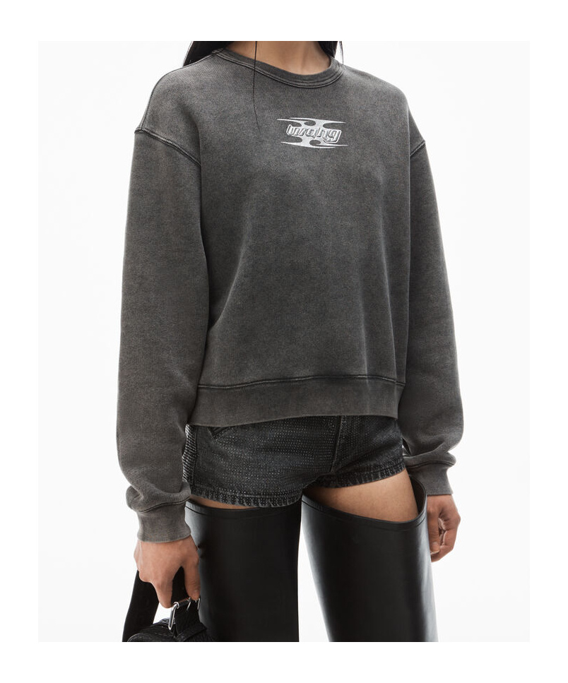 Alexander Wang Blade Logo-embossed Sweatshirt In Cotton Terry In Black