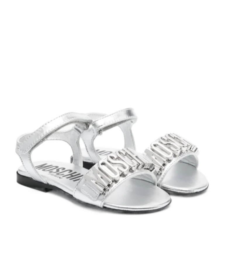 Moschino Logo Flat Sandals In White