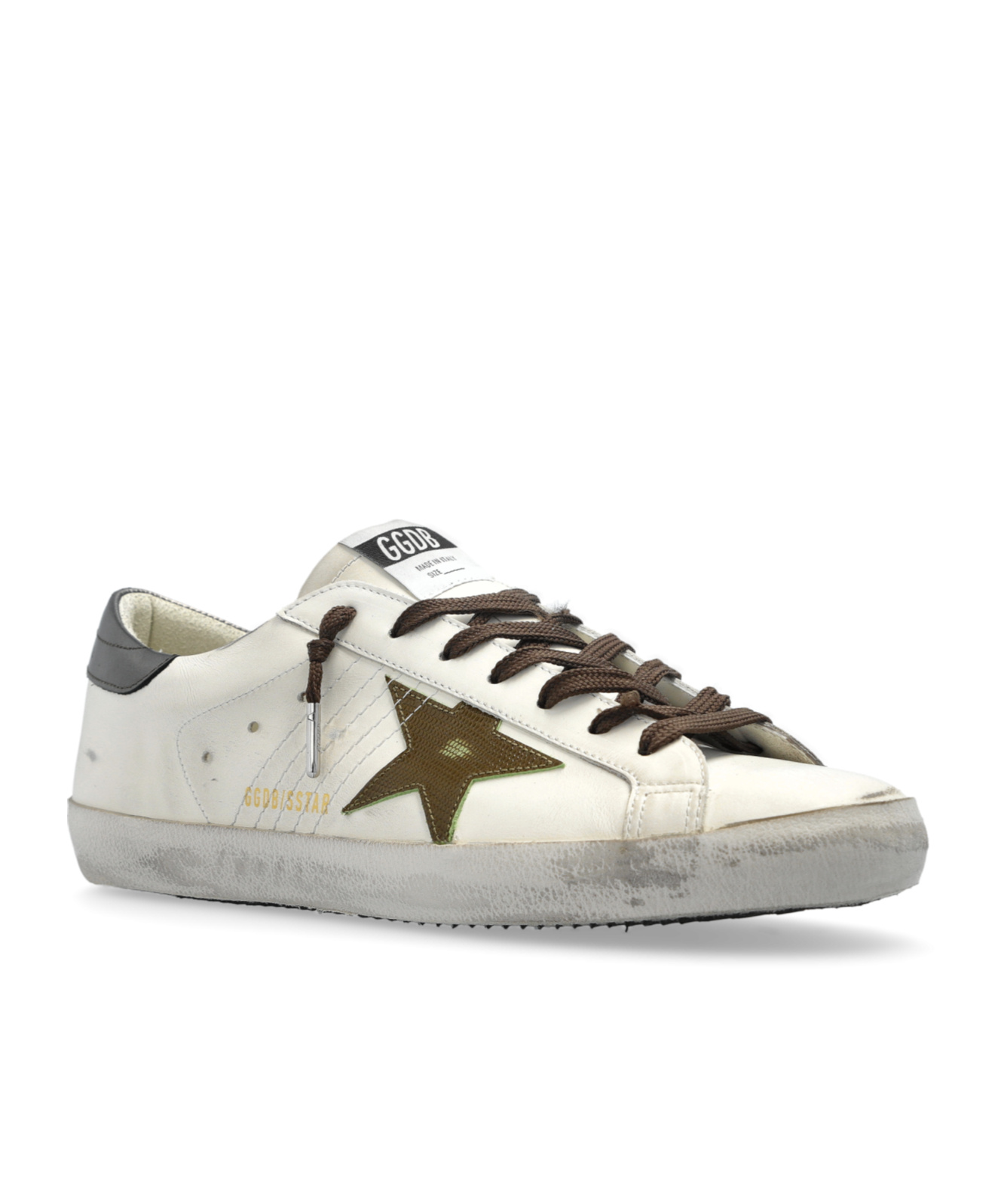 Golden Goose Super-star Sneakers With Lizard Effect Star And Grey Heel Tab In White