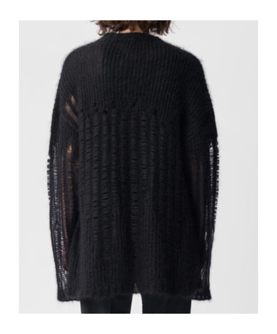 Ann Demeulemeester Oversized Crew Neck Mohair Jumper In Black