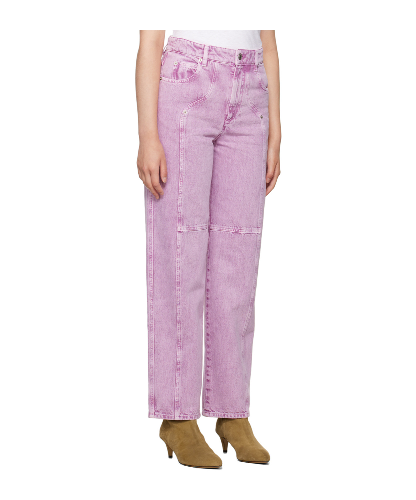 Shop Isabel Marant Étoile Straight-leg Cotton Jeans In Pink