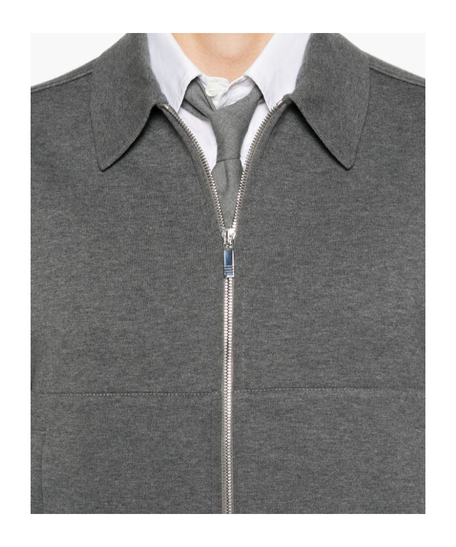Thom Browne Rwb-stripe Cotton Jersey Zip-up Jacket In Gray