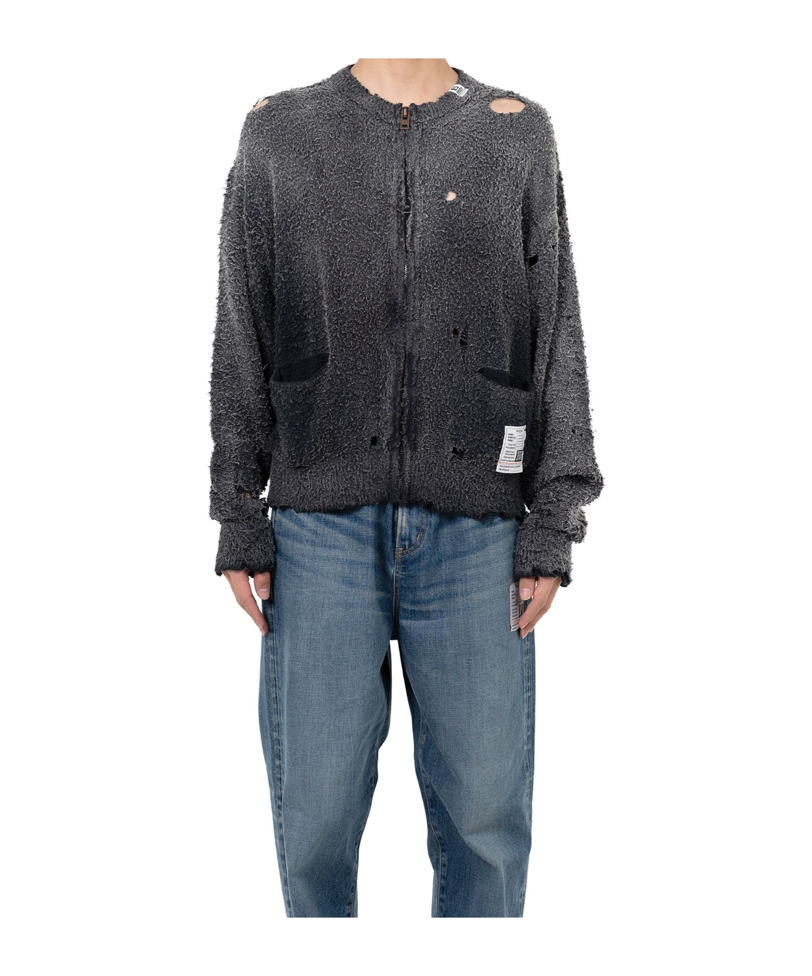 Miharayasuhiro Sun Faded Like Knit Cardigan In Black