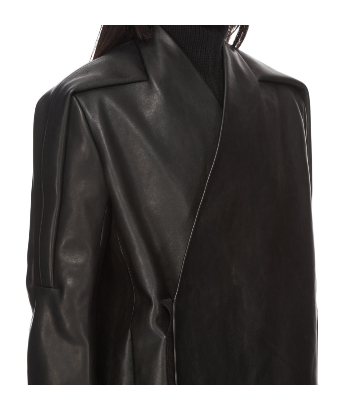 Rick Owens Long-sleeved Leather Jacket In Black