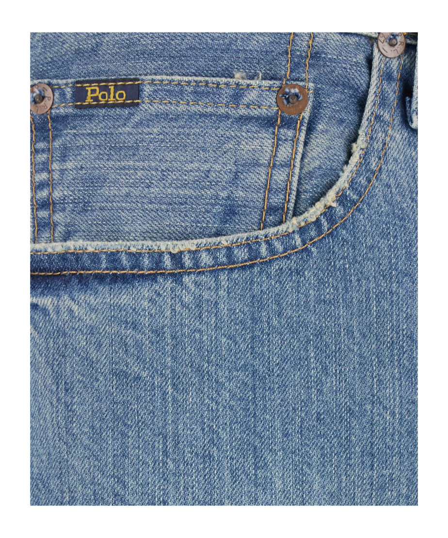 Polo Ralph Lauren Blue Jeans With Belt Loops And Logo Patch On The Rear In Blue