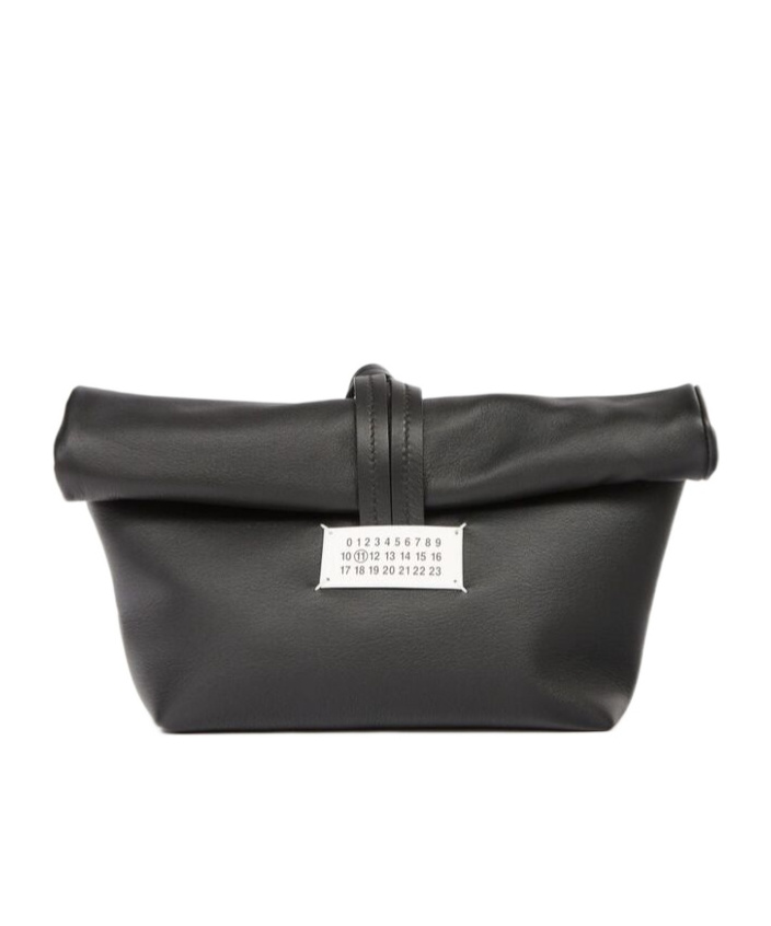 Maison Margiela Rectangular Leather Clutch Loop Handle In Black