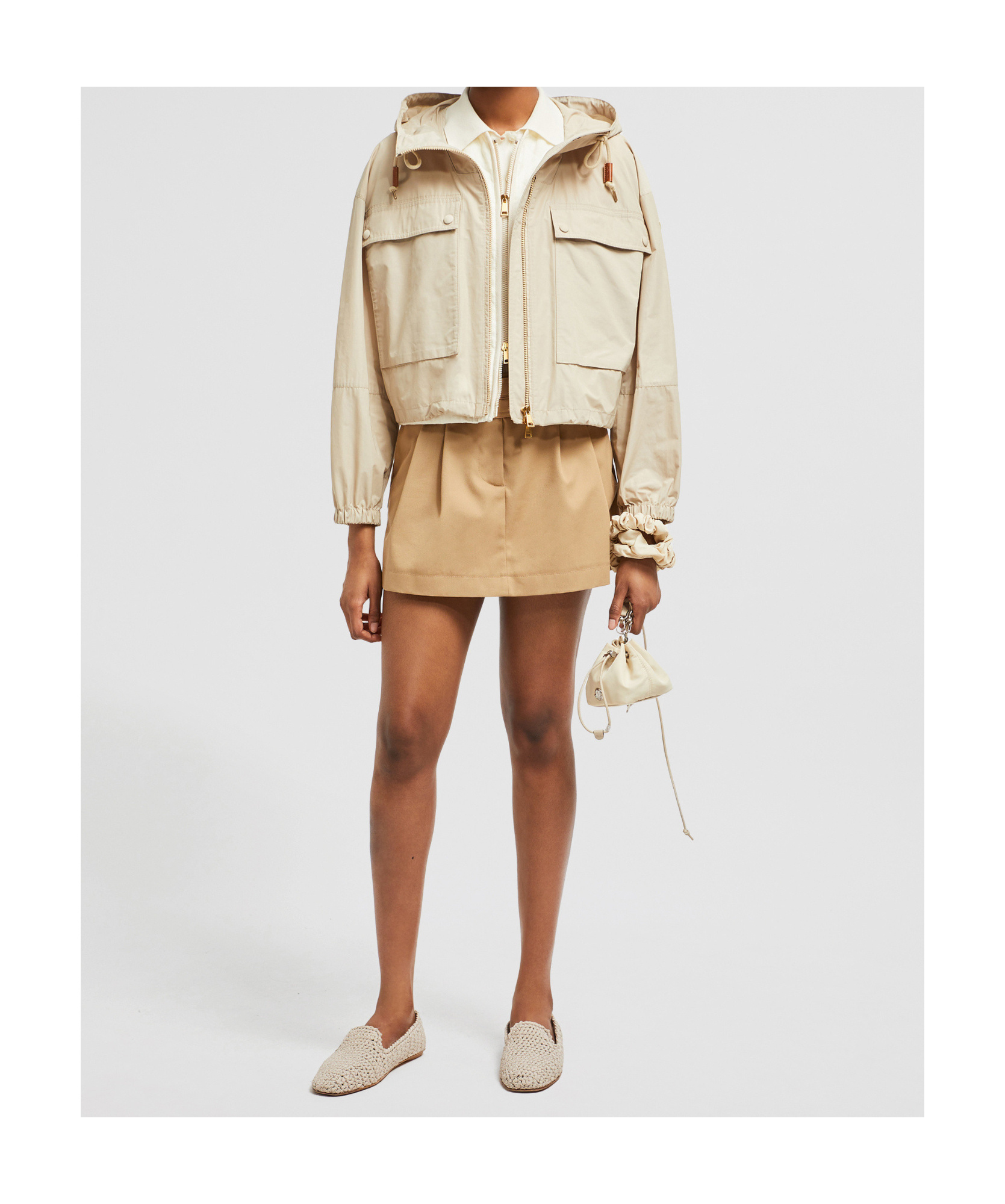 Moncler Sauvan Parka Jacket In Nude