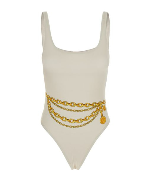 Versace Treasure-printed One Piece Swimsuit In Nude