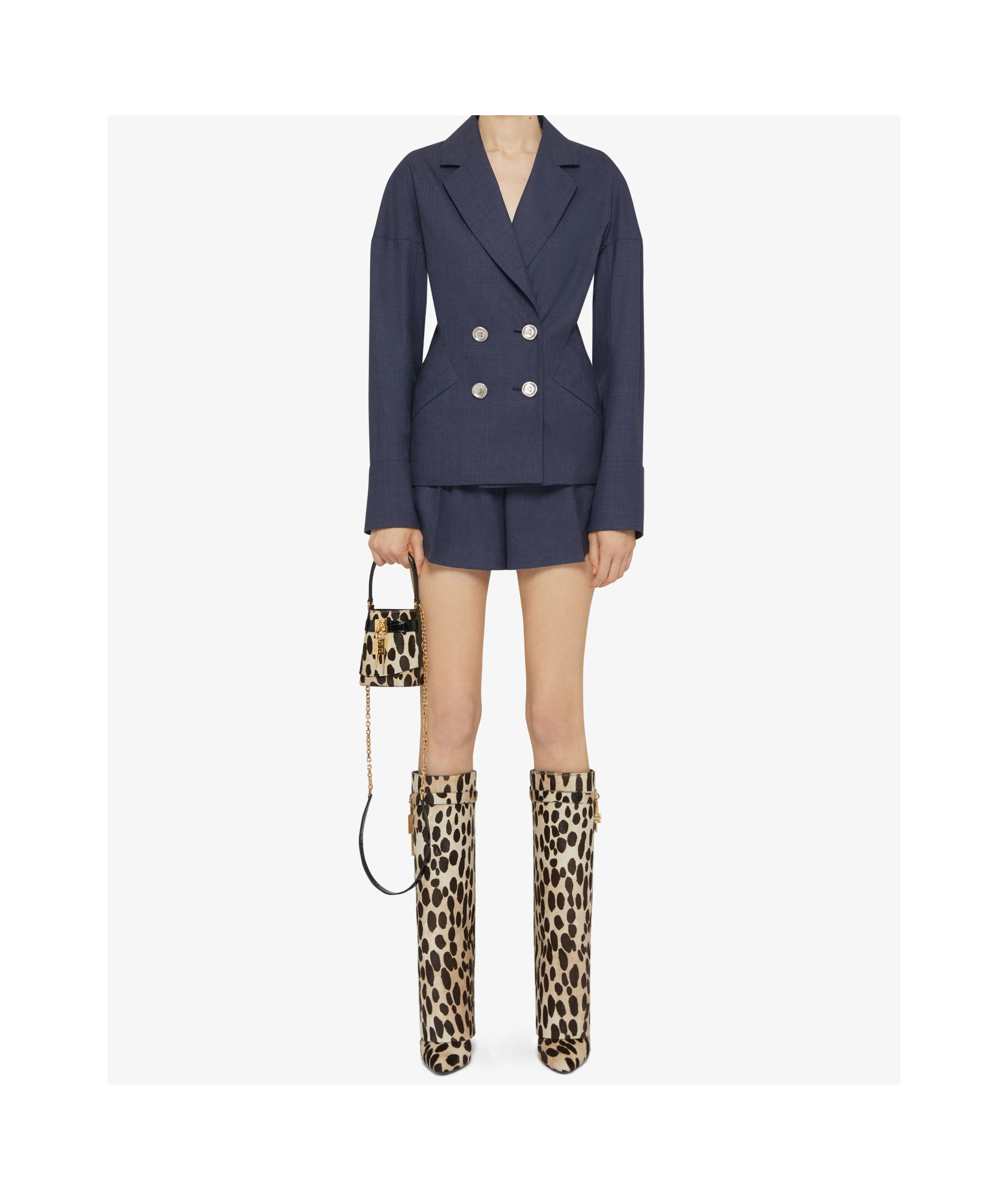 Givenchy Denim Double-breasted Blazer In Blue