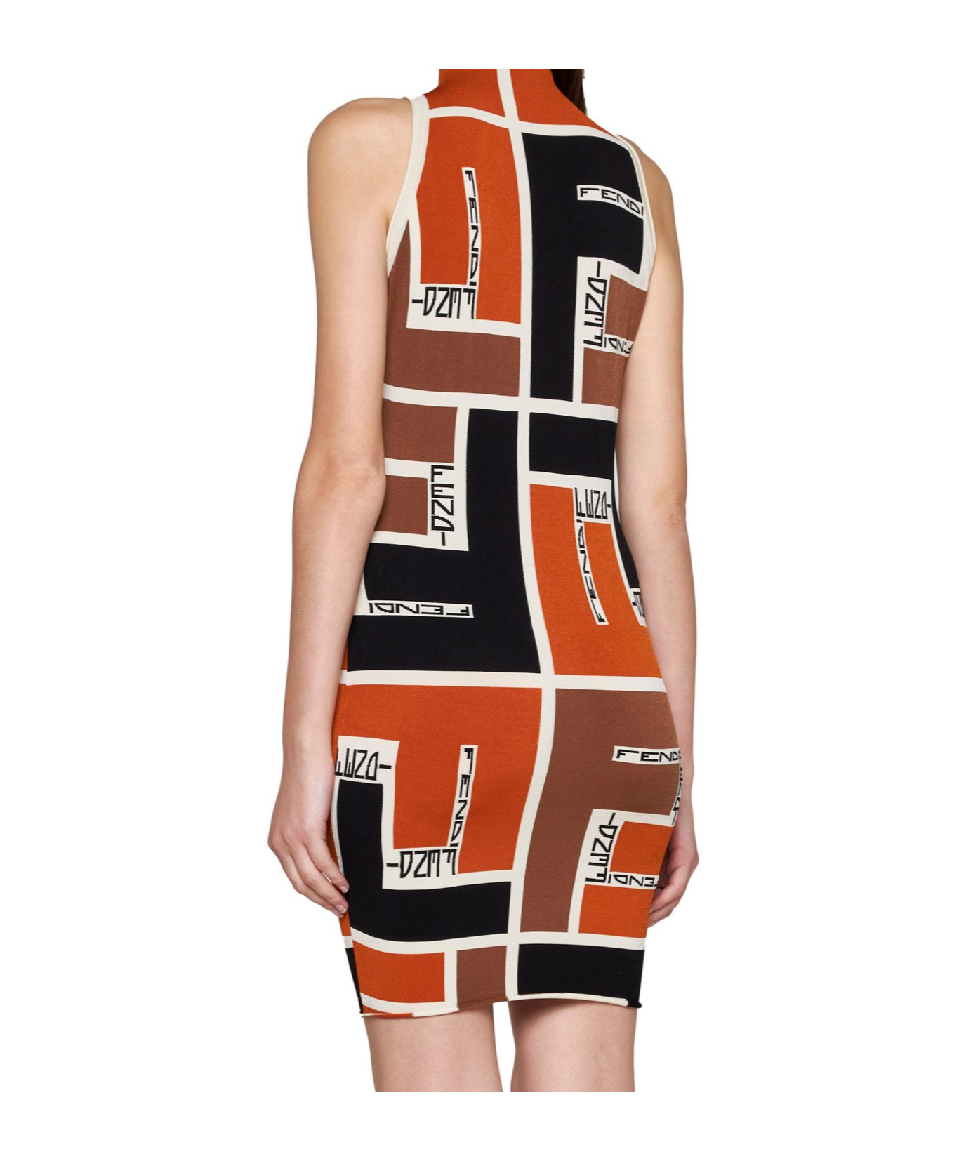 Shop Fendi Colour-block High-neck Minidress In Black