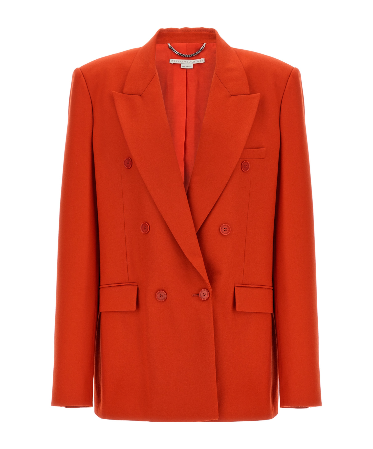 Stella Mccartney Double-breasted Wool Flannel Blazer With Peak Lapels In Red