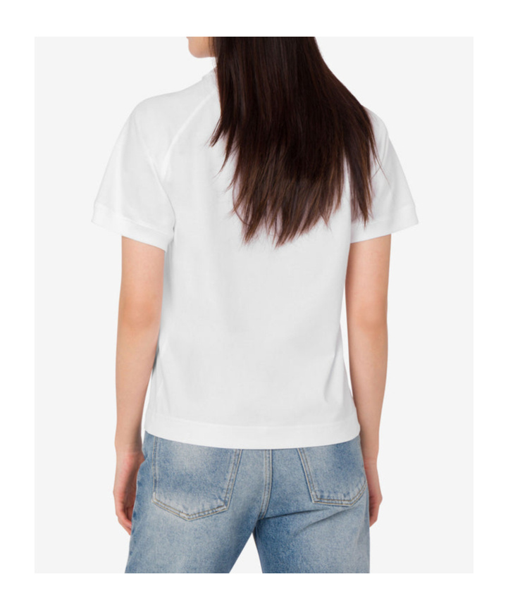 Moschino Cotton Sweater Ribbed Cuffs Hem Teddy Bear Motif In White