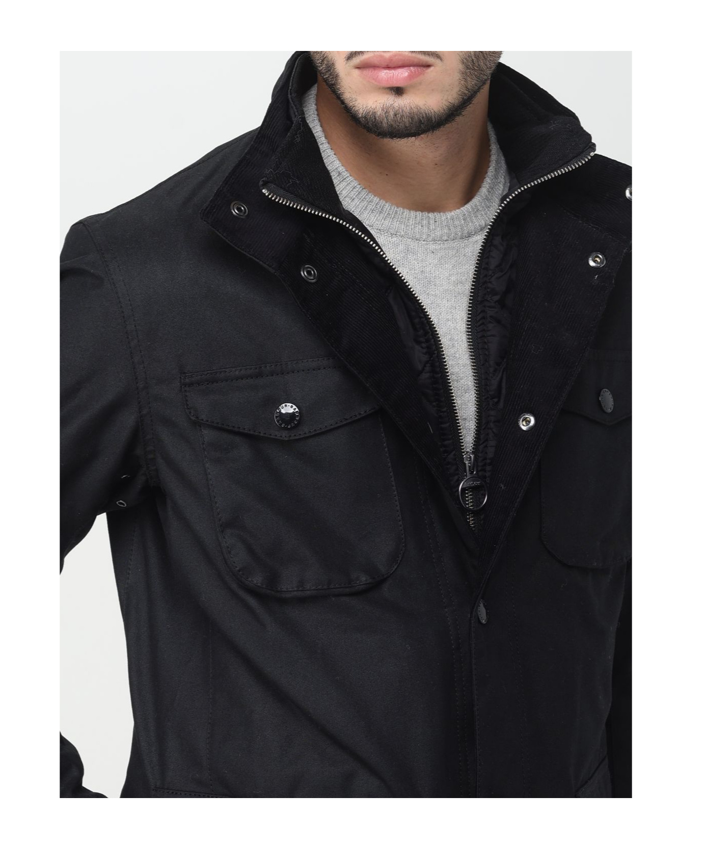 Barbour Long-sleeved Casual Jacket In Black