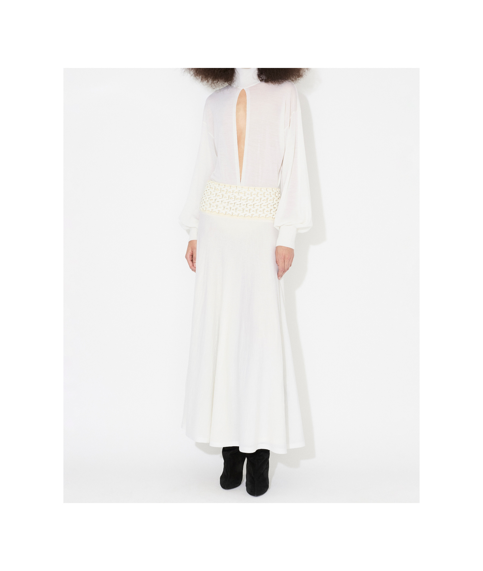 ALAÏA LONG WOOL KNITTED SKIRT