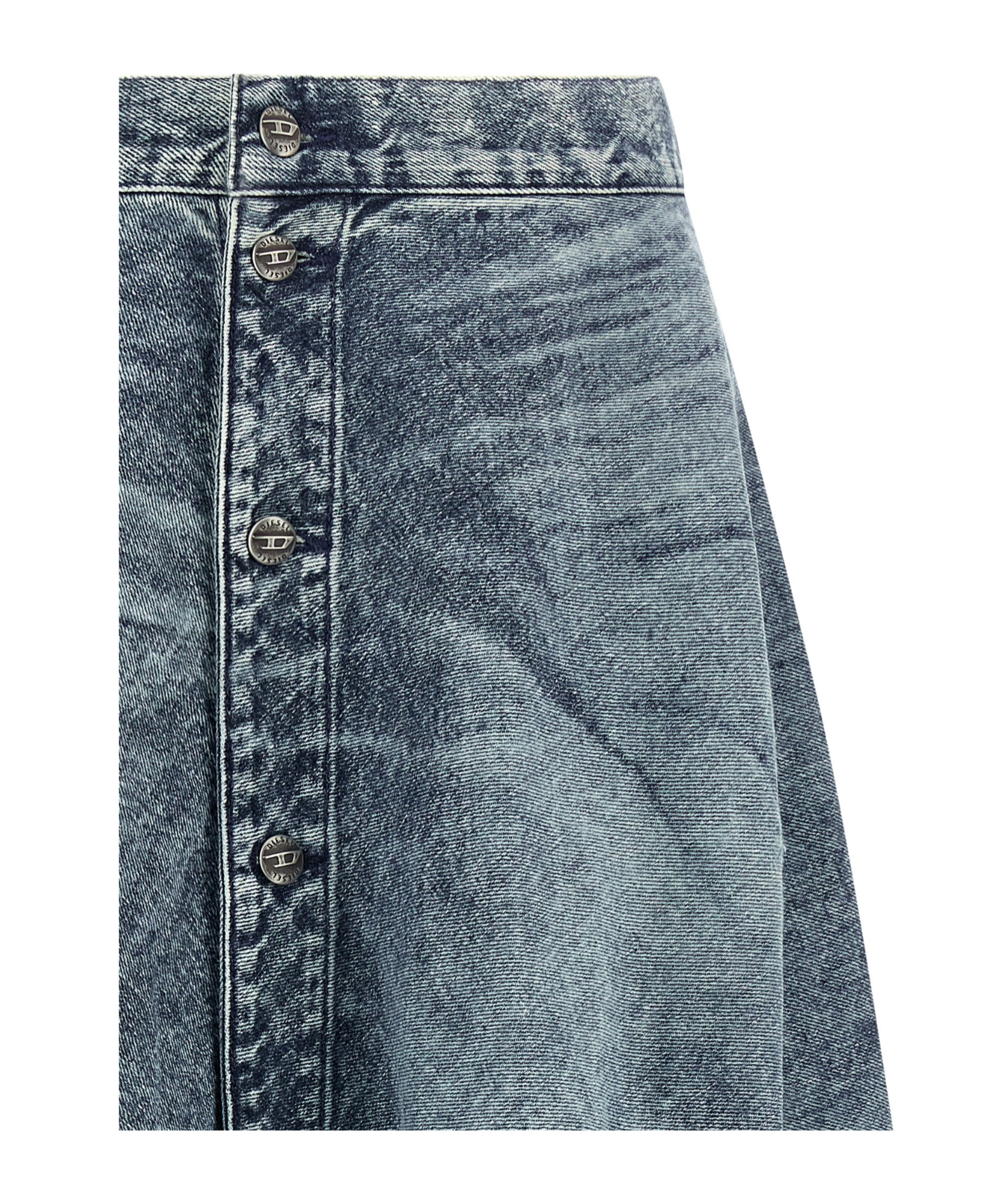 Diesel Back Patch Detail Skirt With Belt Loops In Blue