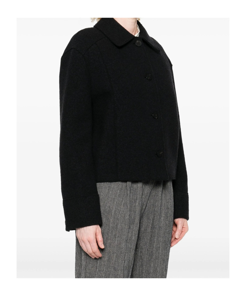 Harris Wharf London Button-front Collared Jacket In Black