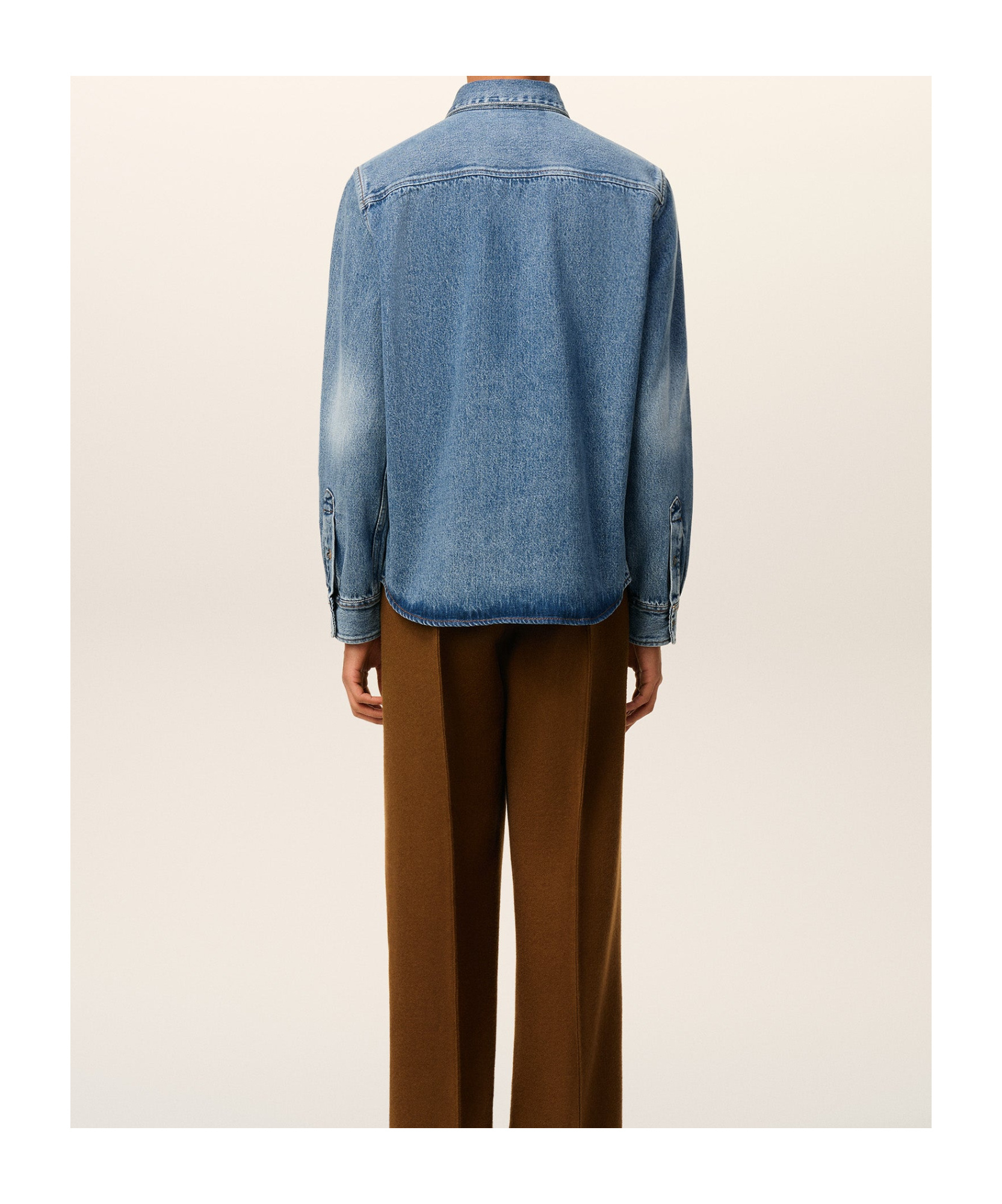 Ami Alexandre Mattiussi Adc Button-down Collar Logo-embroidered Denim Shirt In Blue