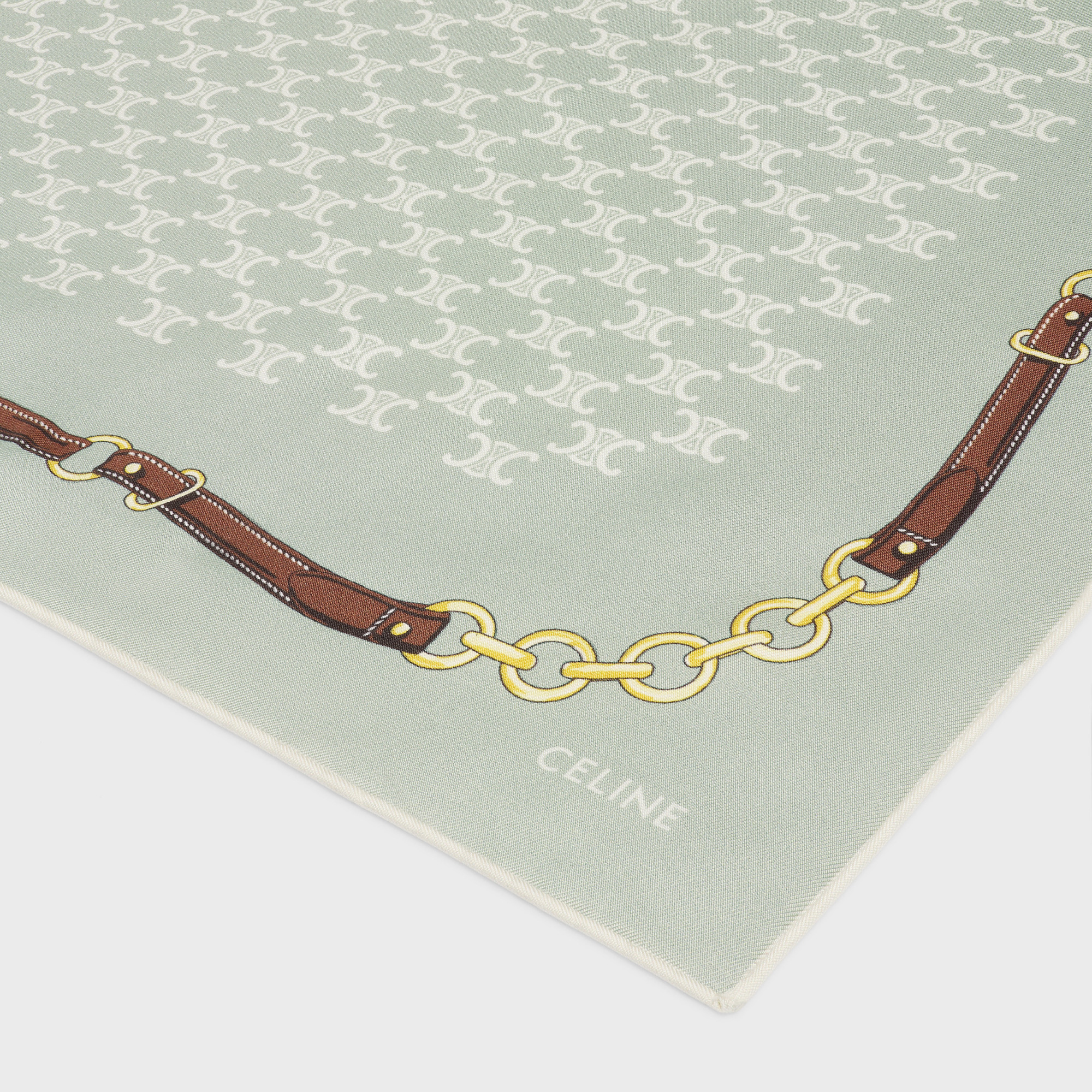 Celine Bandana In Heritage Silk Twill In Green
