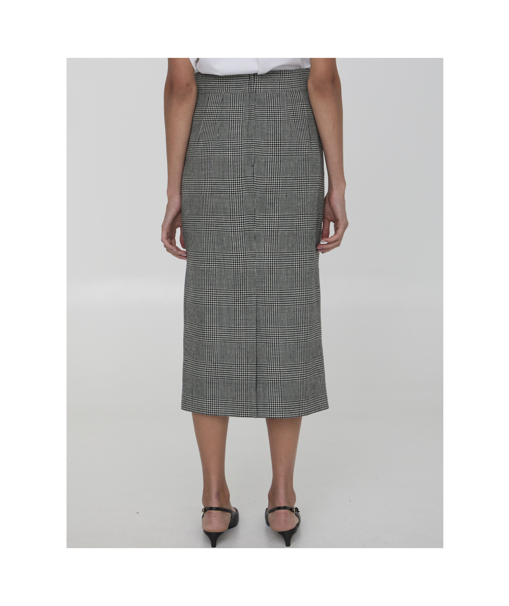 Dolce & Gabbana Houndstooth-pattern Midi Skirt In Gray