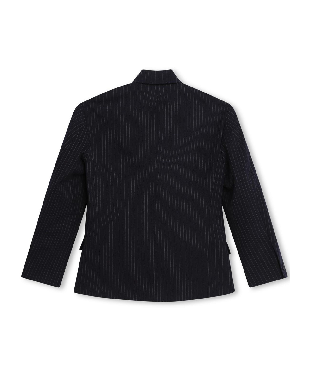 Hugo Boss Pinstripe-pattern Double-breasted Blazer In Black