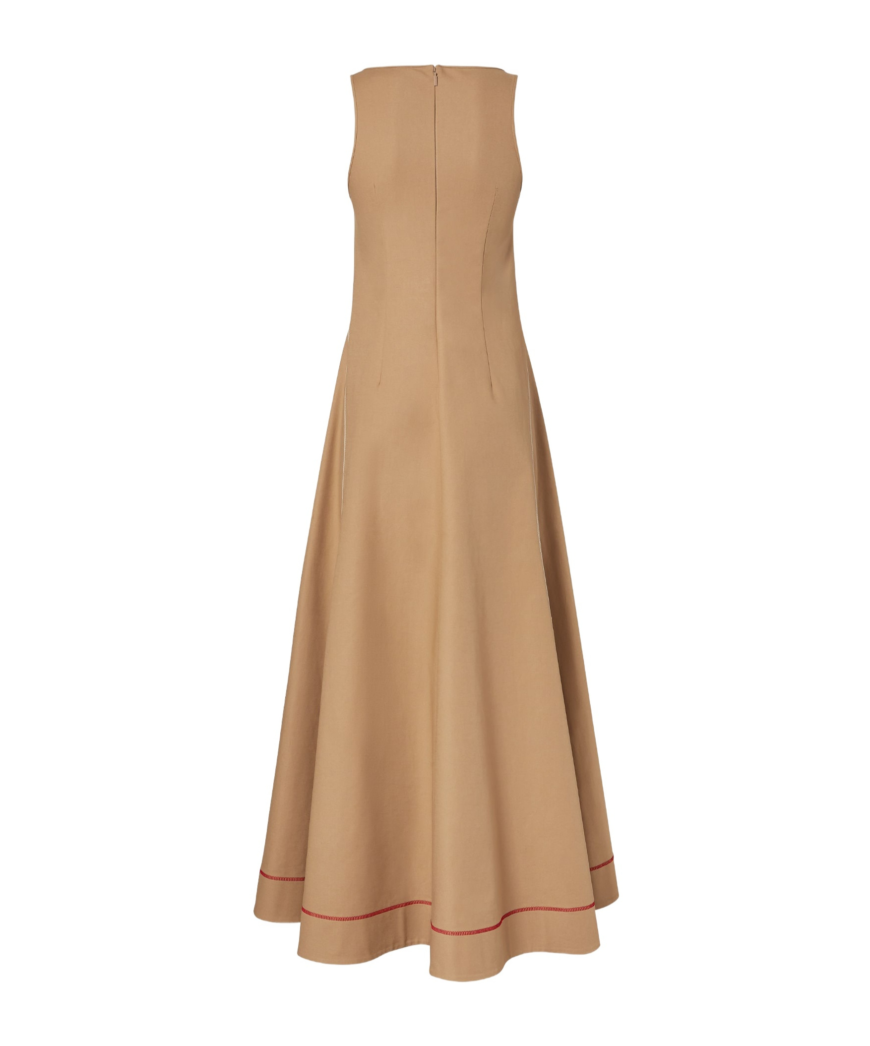Fendi Stitched Maxi Dress Scoop Neckline In Brown