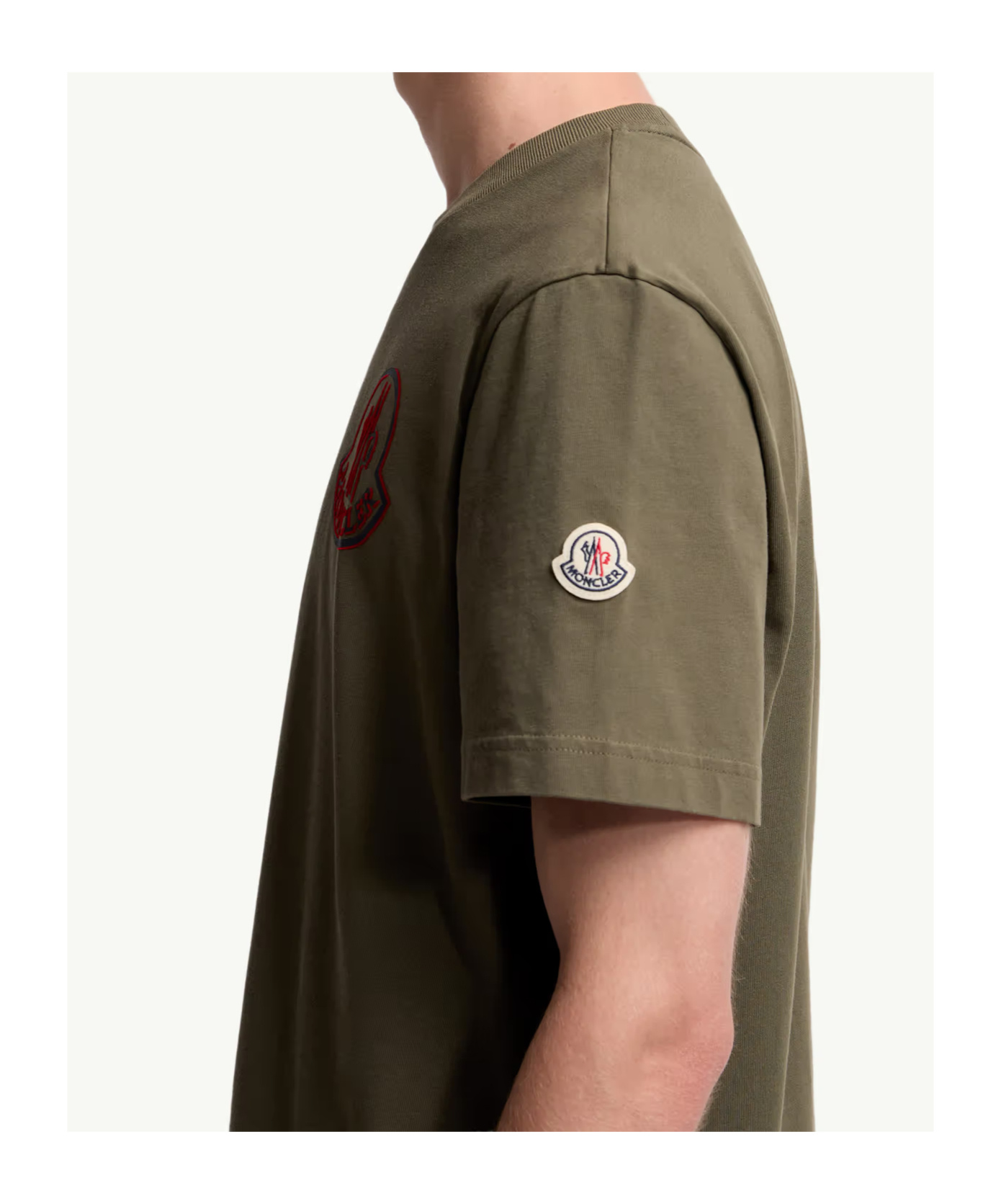 Moncler Logo Patch Crew Neck T-shirt In Green