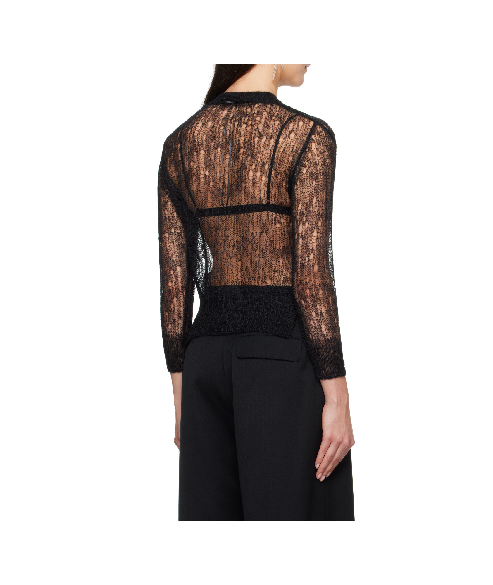 Simone Rocha Cropped Long-sleeved Cardigan In Black