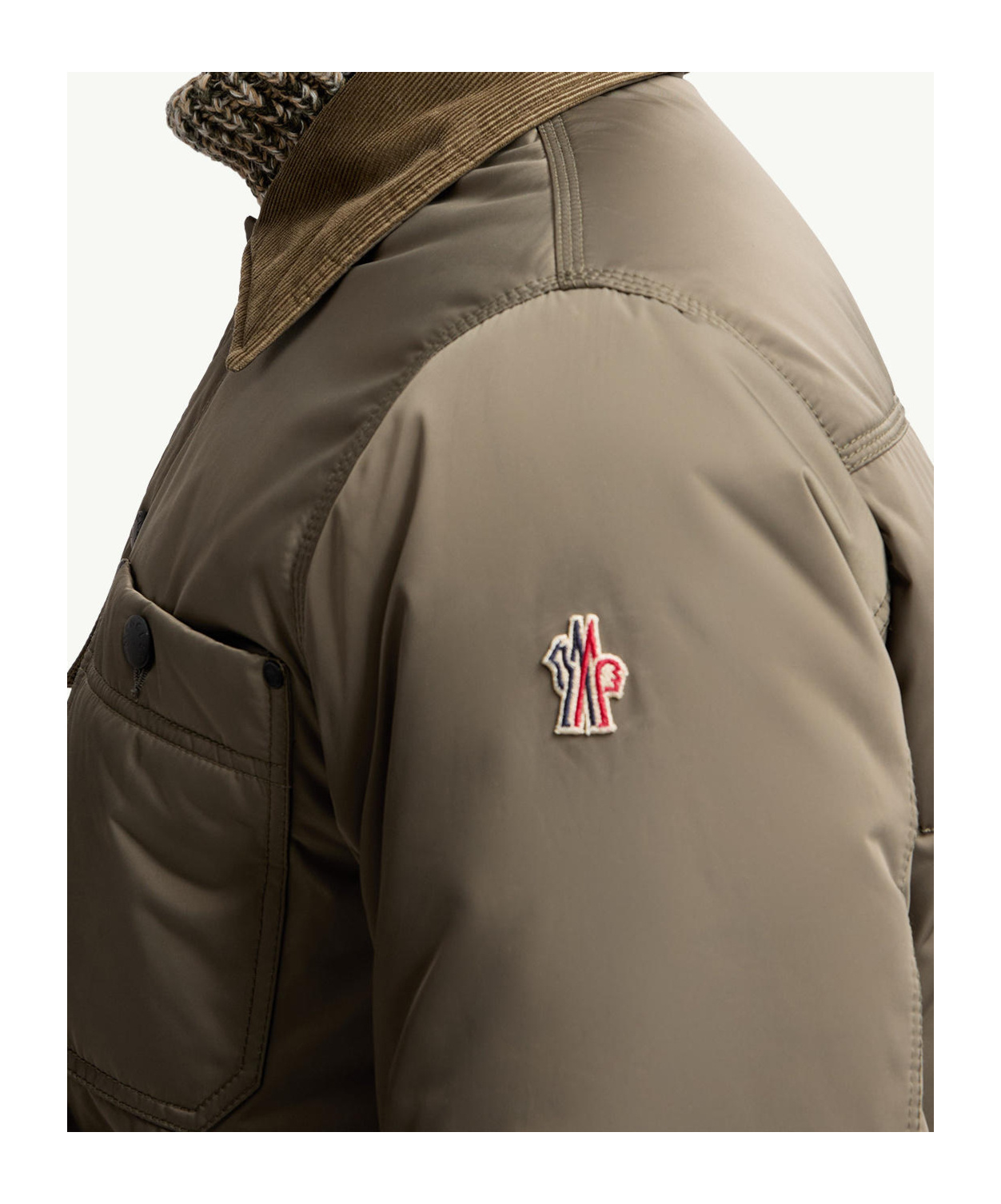Moncler Apres Ski Corduroy-trimmed Down Jacket In Brown