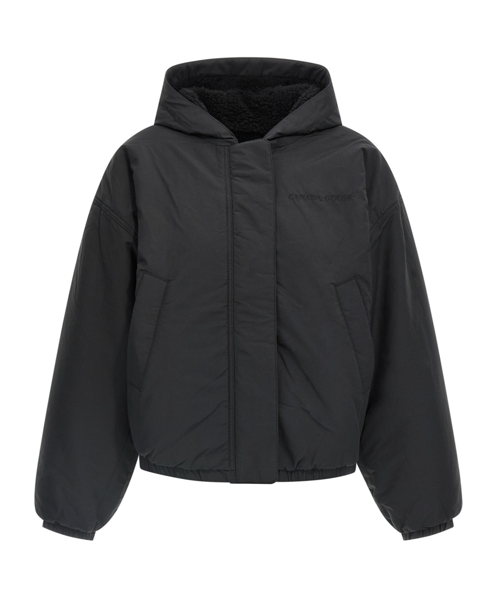 Canada Goose Alberini Reversible High Pile Fleece Bomber Jacket In Black