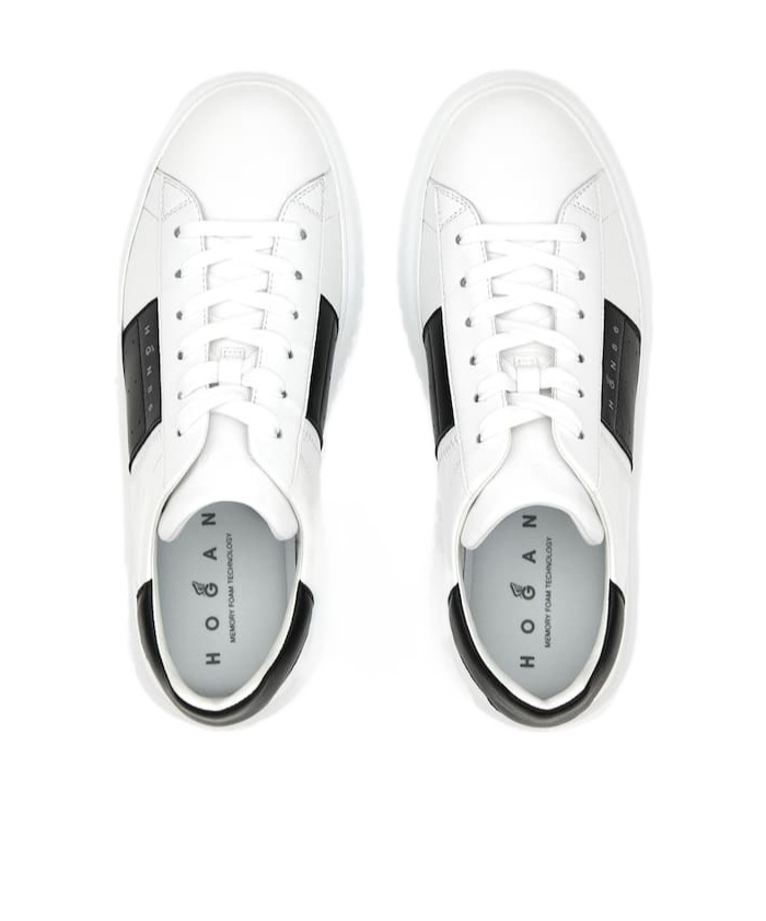 Hogan Panelled Design Calf Leather Sneakers With Chunky Sole In White