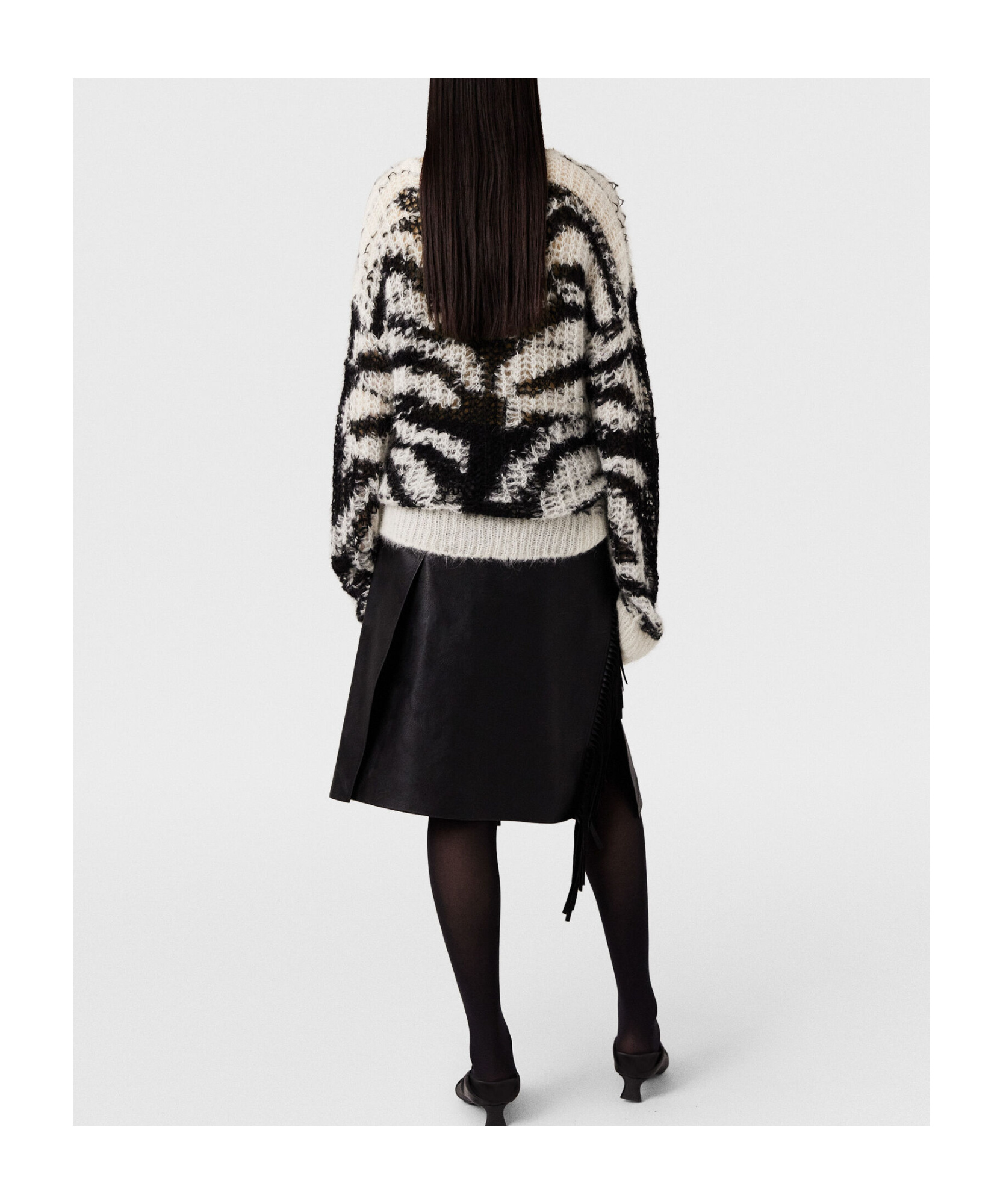 Stella Mccartney Tiger Pattern Open-knit Sweater In Gray